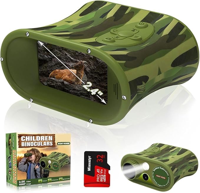 Long Neck Day and Night Vision Binoculars for Kids, Toddler IR Googles,Birthday Gifts for Toddler Boys 6-12 Years, Digital Night Vision Goggles for Kids, Binoculars 8-12 Years - Image 1